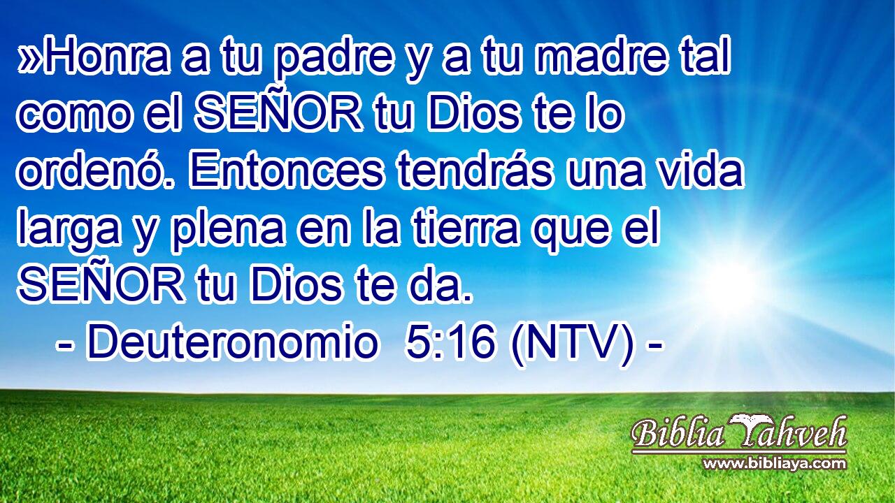 »Honra a tu padre y a tu madre tal como el SEÑOR tu Dios te lo ordenó. Entonces tendrás una vida larga y plena en la tierra que el SEÑOR tu Dios te da.
