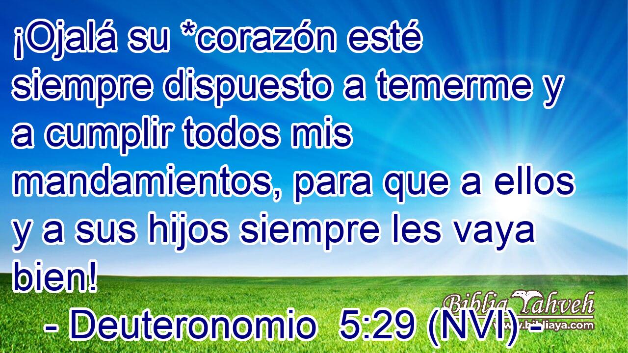  ¡Ojalá su *corazón esté siempre dispuesto a temerme y a cumplir todos mis mandamientos, para que a ellos y a sus hijos siempre les vaya bien! 