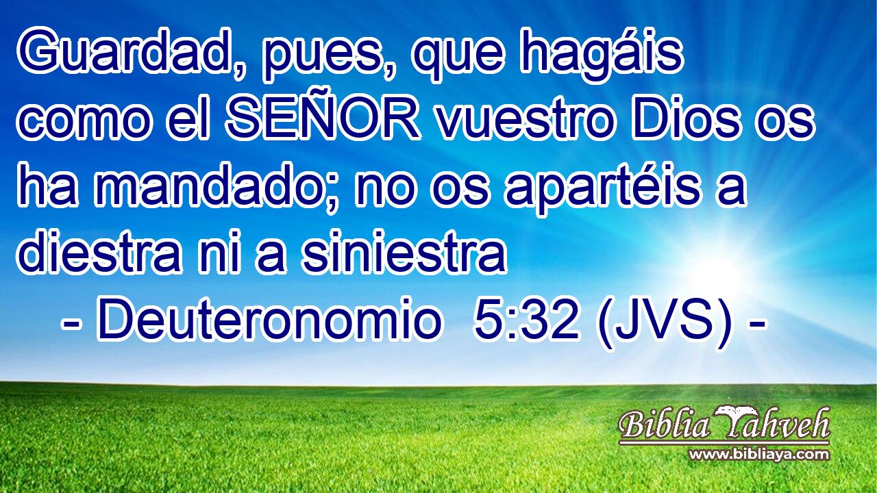 Guardad, pues, que hagáis como el SEÑOR vuestro Dios os ha mandado; no os apartéis a diestra ni a siniestra