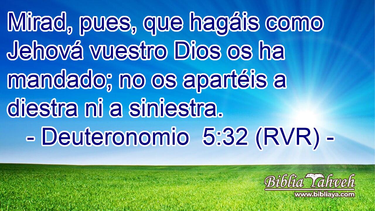 Mirad, pues, que hagáis como Jehová vuestro Dios os ha mandado; no os apartéis a diestra ni a siniestra.