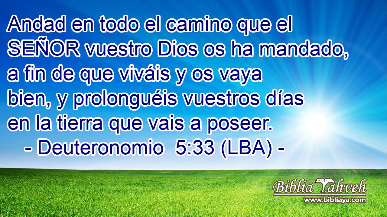 Andad en todo el camino que el SEÑOR vuestro Dios os ha mandado, a fin de que viváis y os vaya bien, y prolonguéis vuestros días en la tierra que vais a poseer.