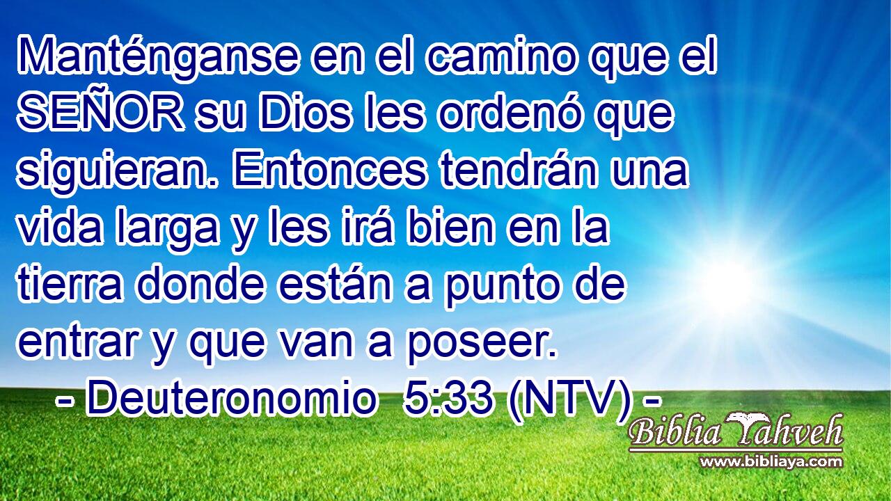 Manténganse en el camino que el SEÑOR su Dios les ordenó que siguieran. Entonces tendrán una vida larga y les irá bien en la tierra donde están a punto de entrar y que van a poseer.