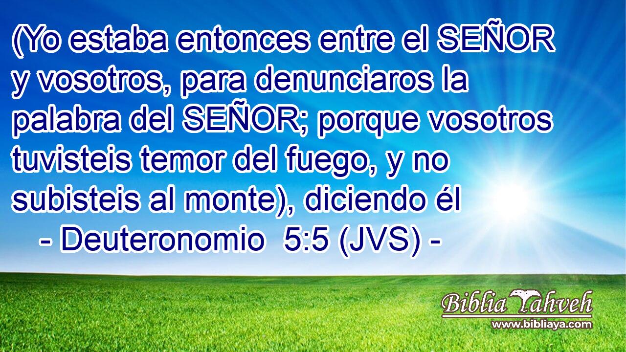 (Yo estaba entonces entre el SEÑOR y vosotros, para denunciaros la palabra del SEÑOR; porque vosotros tuvisteis temor del fuego, y no subisteis al monte), diciendo él