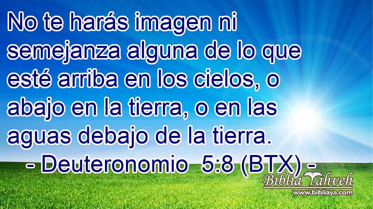 No te harás imagen ni semejanza alguna de lo que esté arriba en los cielos, o abajo en la tierra, o en las aguas debajo de la tierra.