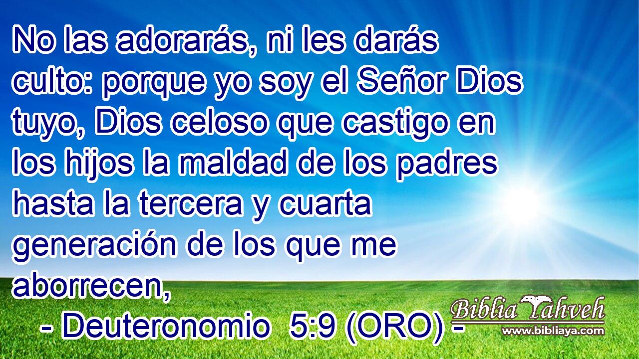  No las adorarás, ni les darás culto: porque yo soy el Señor Dios tuyo, Dios celoso que castigo en los hijos la maldad de los padres hasta la tercera y cuarta generación de los que me aborrecen, 