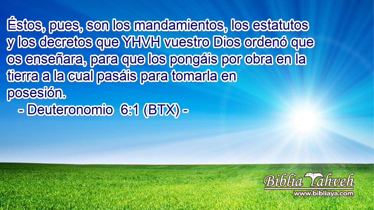 Éstos, pues, son los mandamientos, los estatutos y los decretos que YHVH vuestro Dios ordenó que os enseñara, para que los pongáis por obra en la tierra a la cual pasáis para tomarla en posesión.