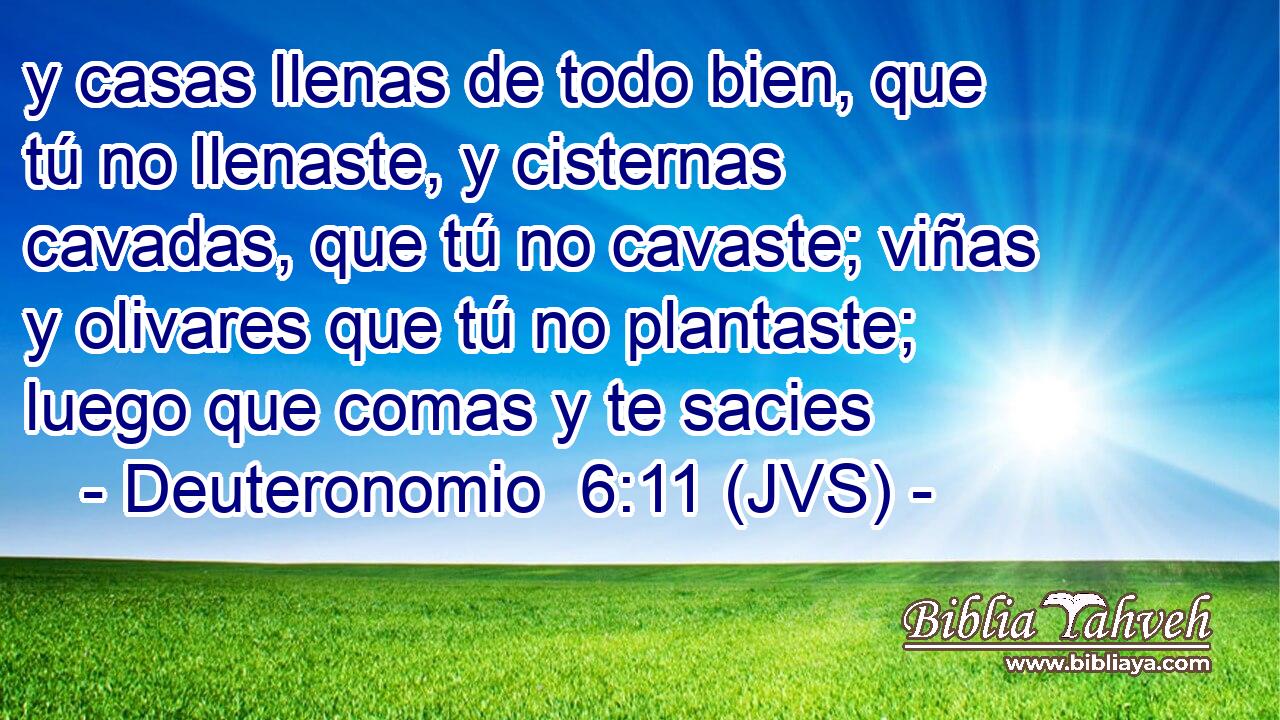 y casas llenas de todo bien, que tú no llenaste, y cisternas cavadas, que tú no cavaste; viñas y olivares que tú no plantaste; luego que comas y te sacies