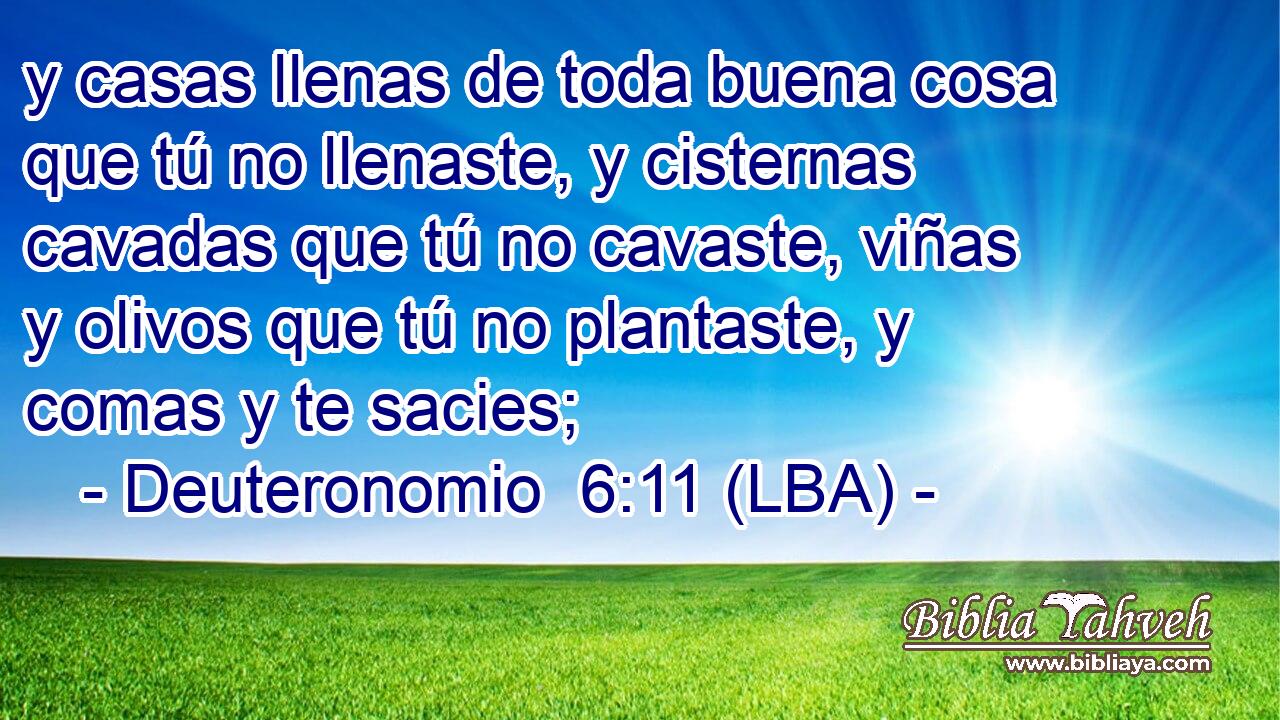 y casas llenas de toda buena cosa que tú no llenaste, y cisternas cavadas que tú no cavaste, viñas y olivos que tú no plantaste, y comas y te sacies;