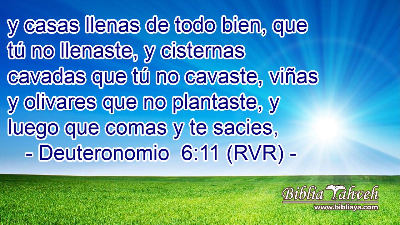 y casas llenas de todo bien, que tú no llenaste, y cisternas cavadas que tú no cavaste, viñas y olivares que no plantaste, y luego que comas y te sacies,