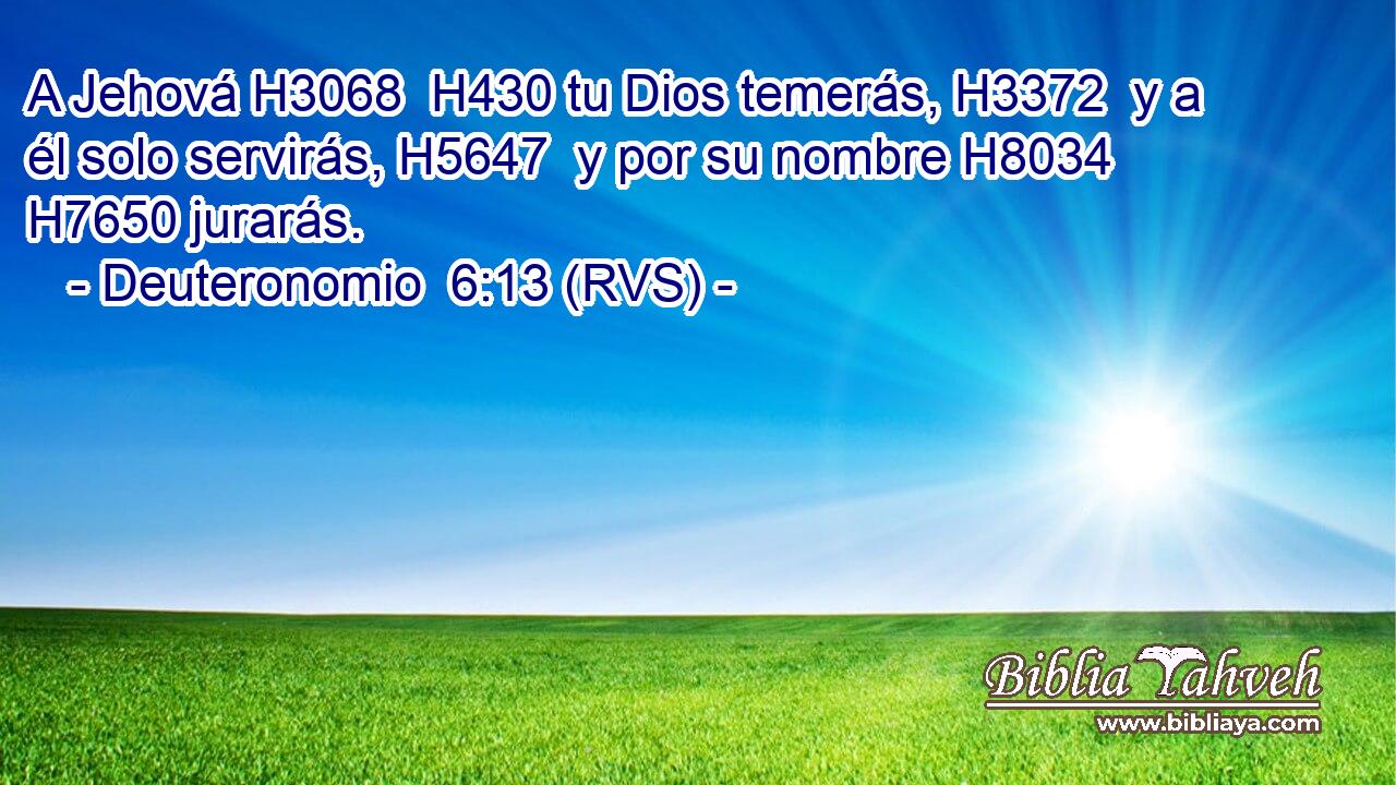 A Jehová H3068  H430 tu Dios temerás, H3372  y a él solo servirás, H5647  y por su nombre H8034  H7650 jurarás. 