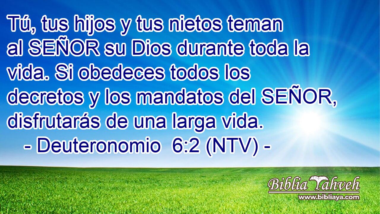 Tú, tus hijos y tus nietos teman al SEÑOR su Dios durante toda la vida. Si obedeces todos los decretos y los mandatos del SEÑOR, disfrutarás de una larga vida.