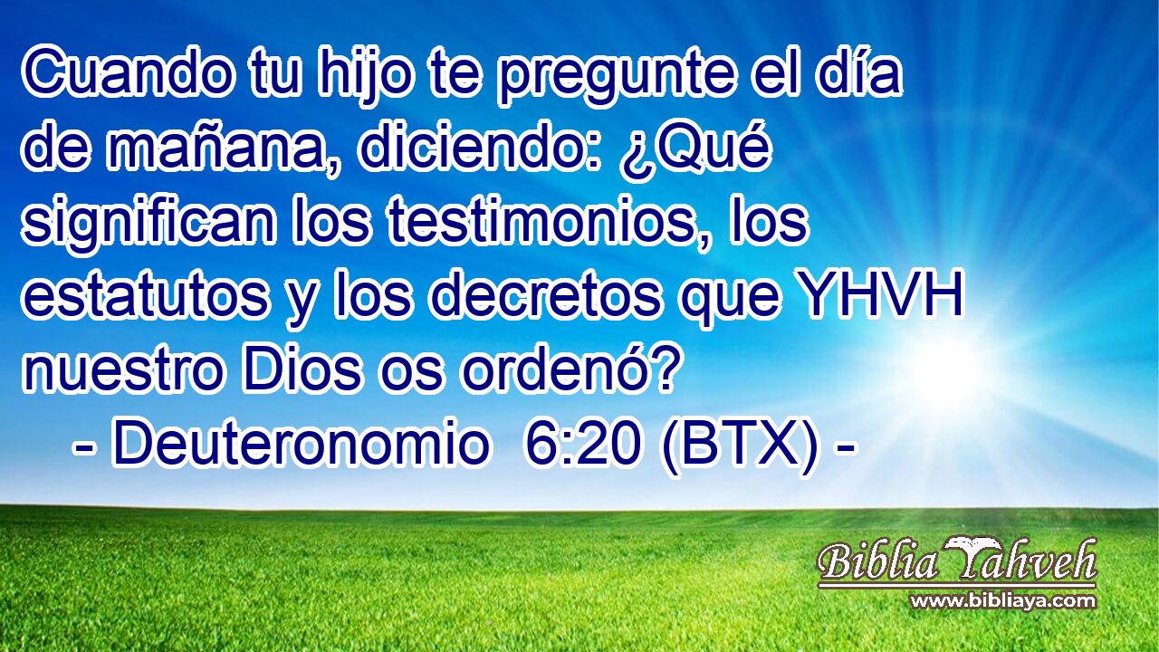 Cuando tu hijo te pregunte el día de mañana, diciendo: ¿Qué significan los testimonios, los estatutos y los decretos que YHVH nuestro Dios os ordenó?