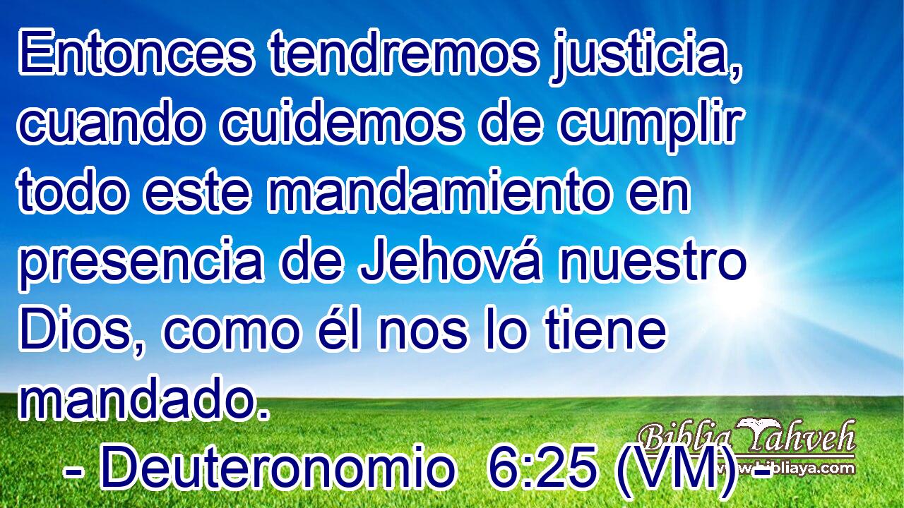  Entonces tendremos justicia, cuando cuidemos de cumplir todo este mandamiento en presencia de Jehová nuestro Dios, como él nos lo tiene mandado. 