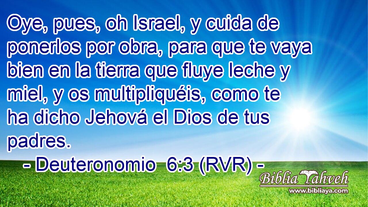 Oye, pues, oh Israel, y cuida de ponerlos por obra, para que te vaya bien en la tierra que fluye leche y miel, y os multipliquéis, como te ha dicho Jehová el Dios de tus padres.