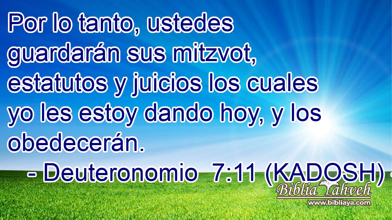  Por lo tanto, ustedes guardarán sus mitzvot, estatutos y juicios los cuales yo les estoy dando hoy, y los obedecerán. 