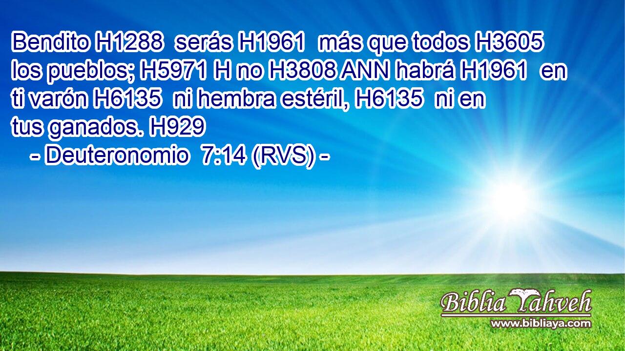 Bendito H1288  serás H1961  más que todos H3605  los pueblos; H5971 H no H3808 ANN habrá H1961  en ti varón H6135  ni hembra estéril, H6135  ni en tus ganados. H929  