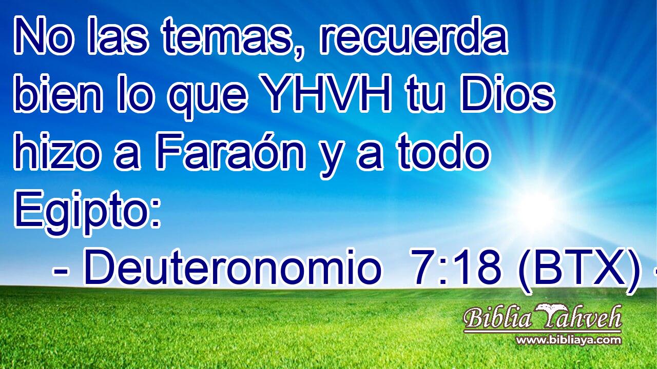 No las temas, recuerda bien lo que YHVH tu Dios hizo a Faraón y a todo Egipto: