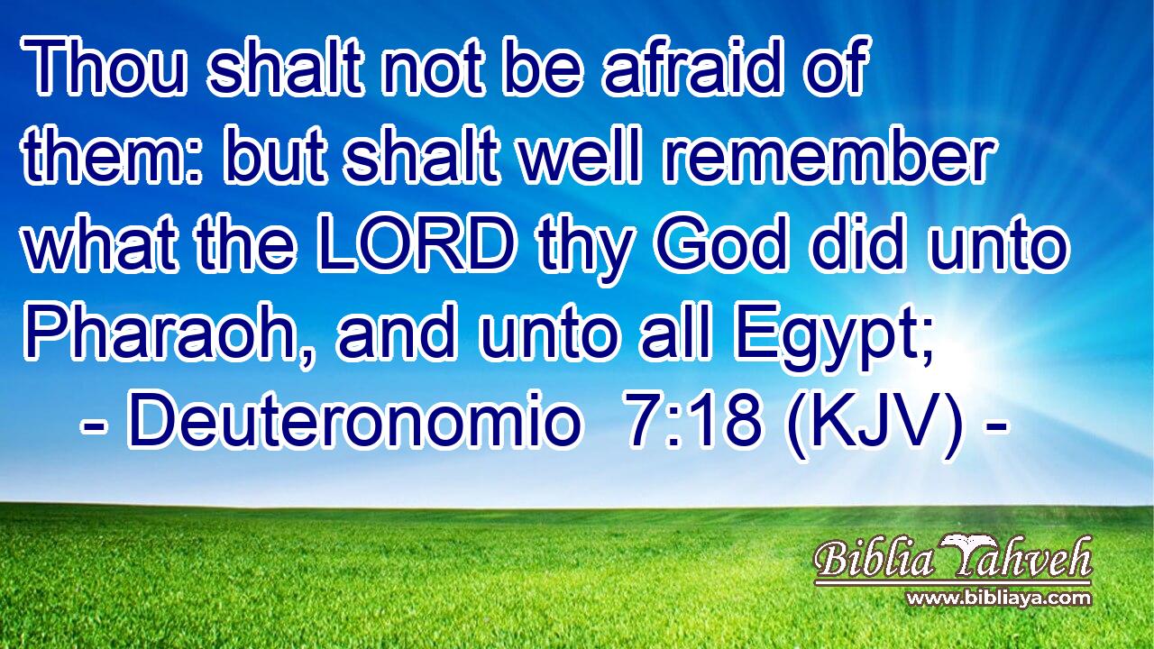 Thou shalt not be afraid of them: but shalt well remember what the LORD thy God did unto Pharaoh, and unto all Egypt;