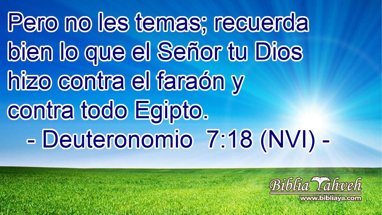  Pero no les temas; recuerda bien lo que el Señor tu Dios hizo contra el faraón y contra todo Egipto. 