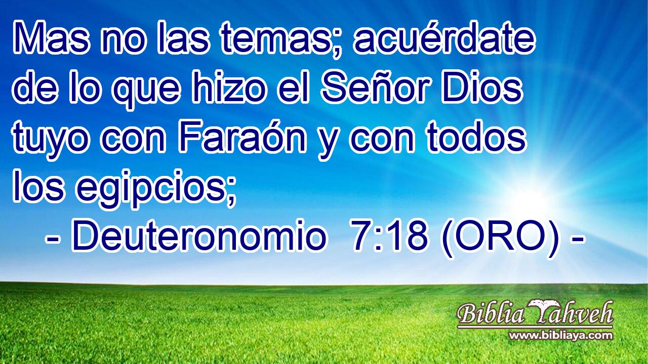  Mas no las temas; acuérdate de lo que hizo el Señor Dios tuyo con Faraón y con todos los egipcios; 