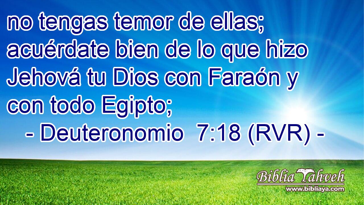 no tengas temor de ellas; acuérdate bien de lo que hizo Jehová tu Dios con Faraón y con todo Egipto;