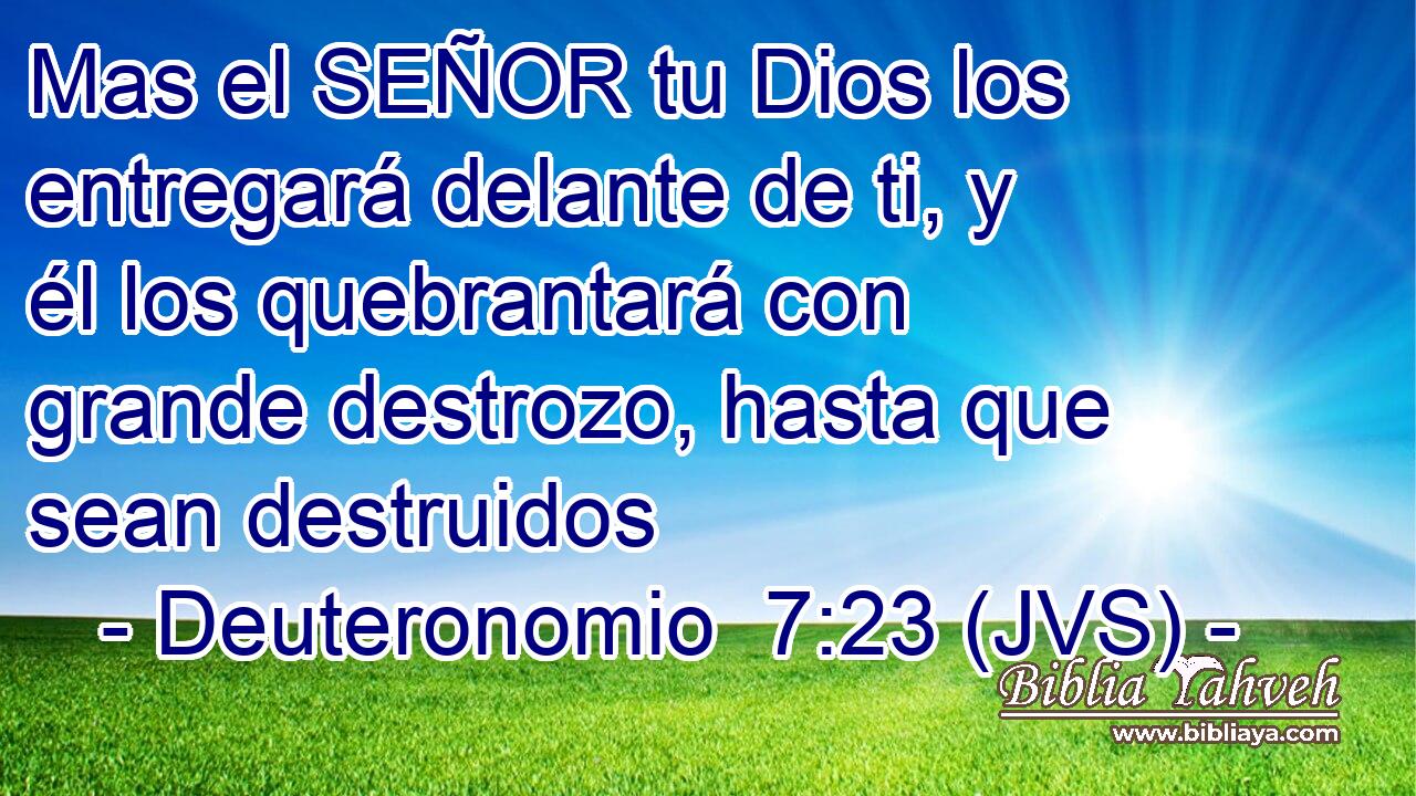 Mas el SEÑOR tu Dios los entregará delante de ti, y él los quebrantará con grande destrozo, hasta que sean destruidos