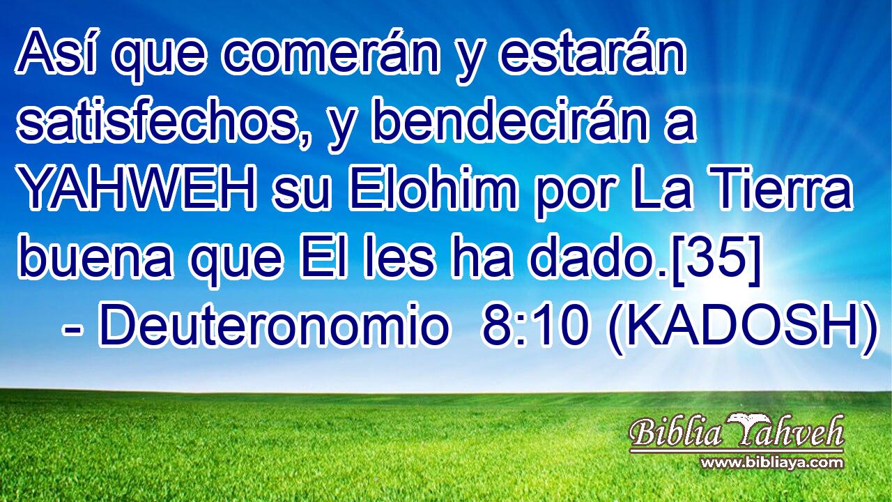  Así que comerán y estarán satisfechos, y bendecirán a YAHWEH su Elohim por La Tierra buena que El les ha dado.[35] 