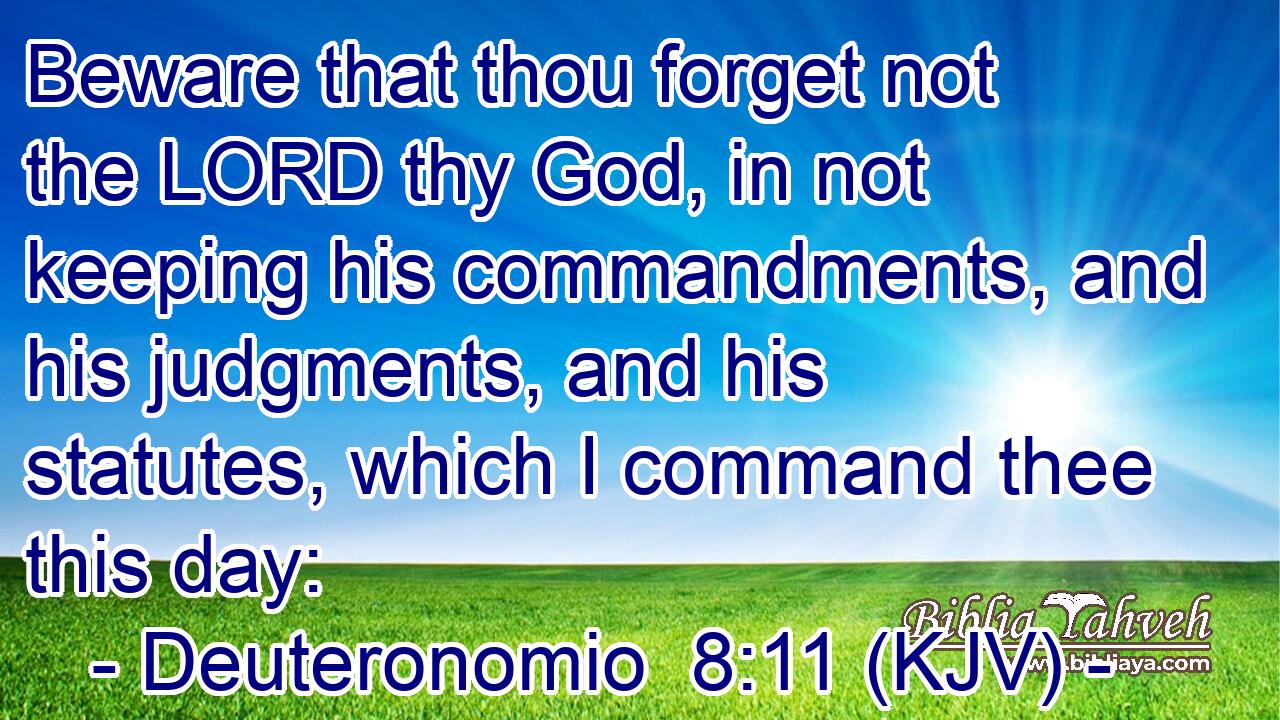 Beware that thou forget not the LORD thy God, in not keeping his commandments, and his judgments, and his statutes, which I command thee this day: