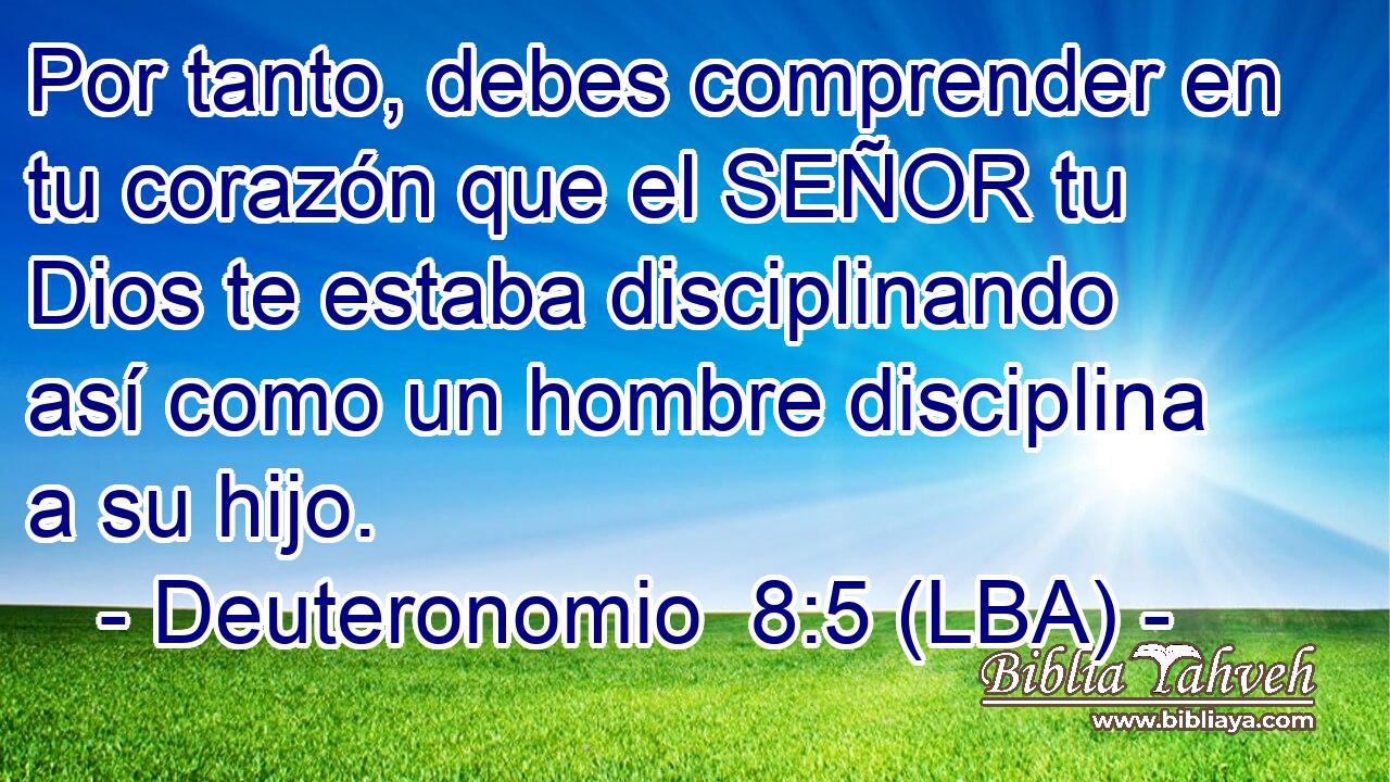 Por tanto, debes comprender en tu corazón que el SEÑOR tu Dios te estaba disciplinando así como un hombre disciplina a su hijo.