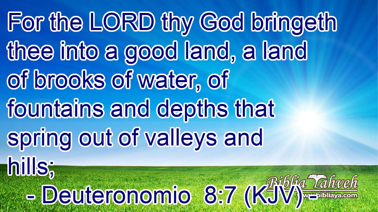 For the LORD thy God bringeth thee into a good land, a land of brooks of water, of fountains and depths that spring out of valleys and hills;
