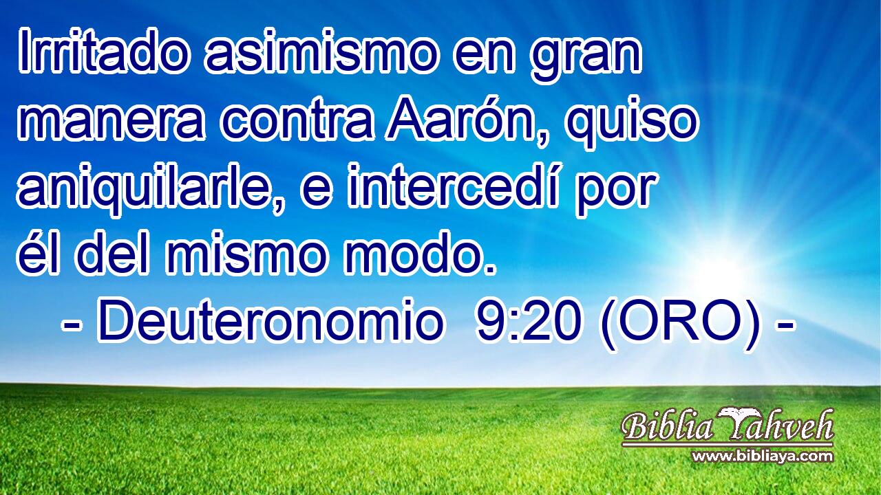  Irritado asimismo en gran manera contra Aarón, quiso aniquilarle, e intercedí por él del mismo modo. 