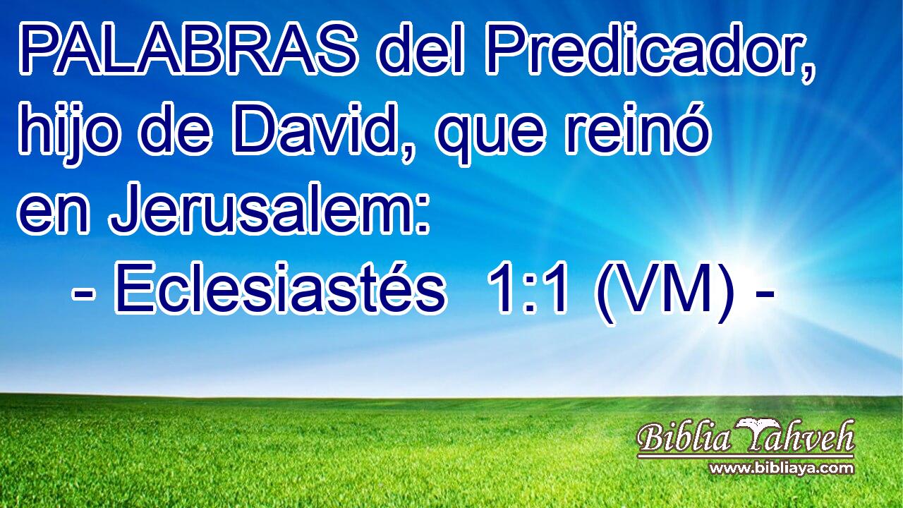  PALABRAS del Predicador, hijo de David, que reinó en Jerusalem: 