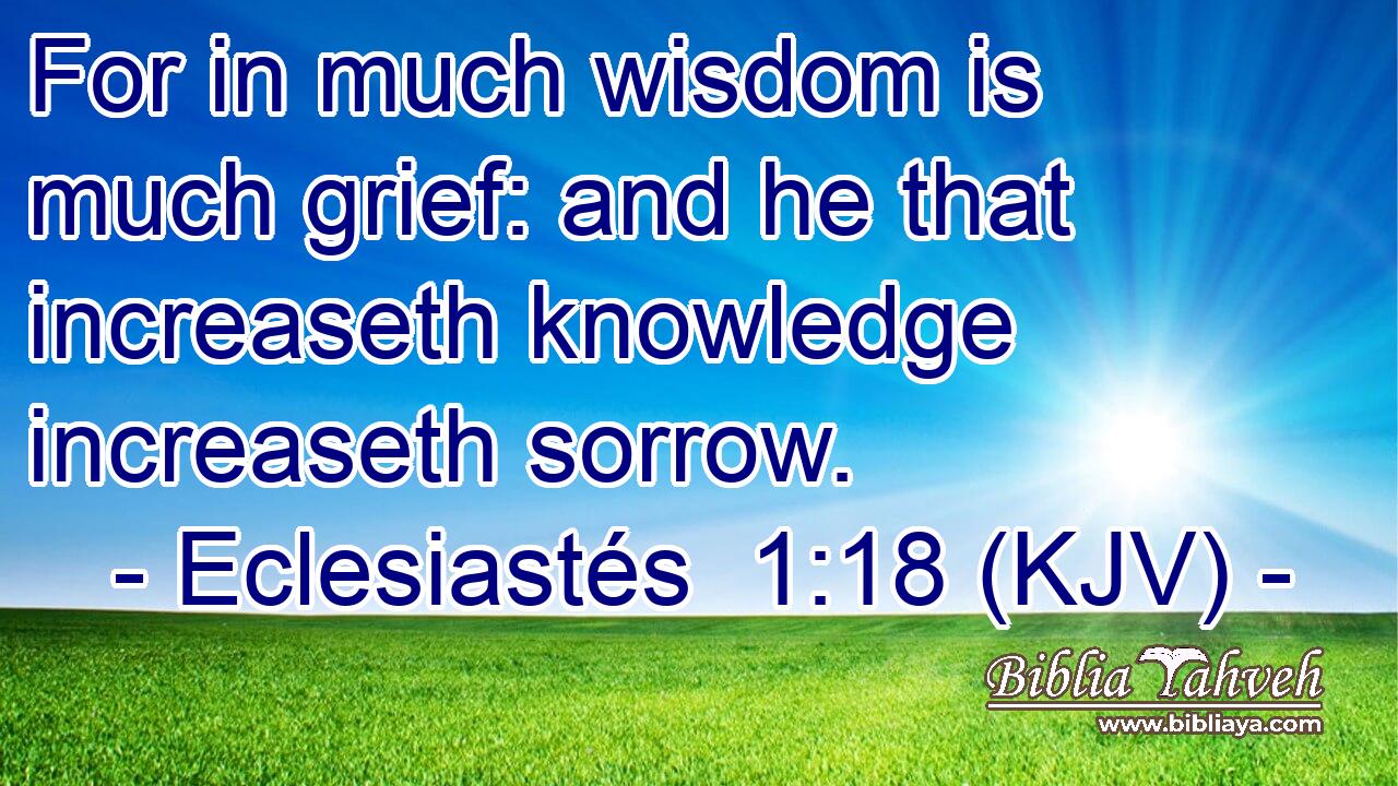 For in much wisdom is much grief: and he that increaseth knowledge increaseth sorrow.