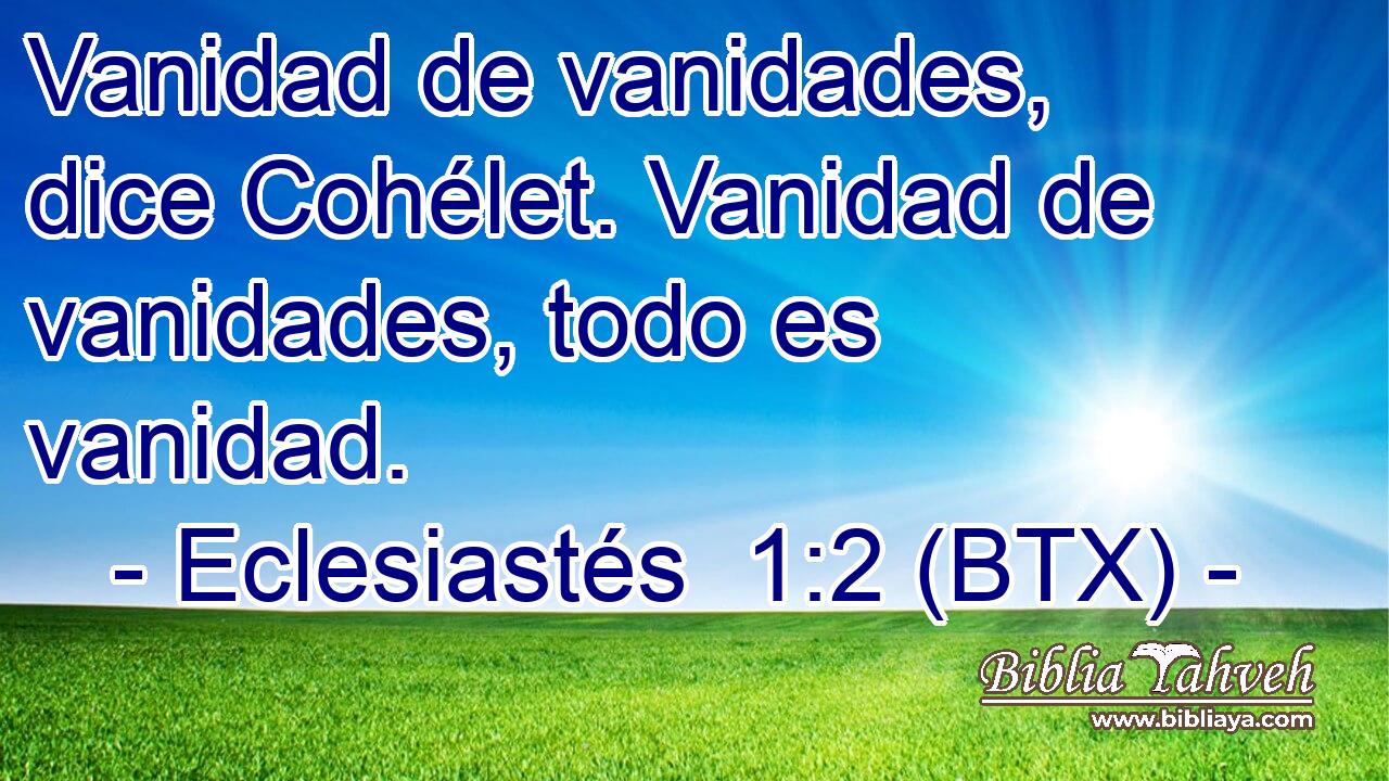 Vanidad de vanidades, dice Cohélet. Vanidad de vanidades, todo es vanidad.