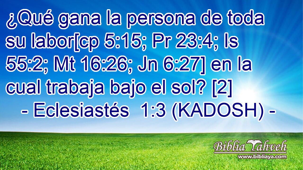  ¿Qué gana la persona de toda su labor[cp 5:15; Pr 23:4; Is 55:2; Mt 16:26; Jn 6:27] en la cual trabaja bajo el sol? [2] 