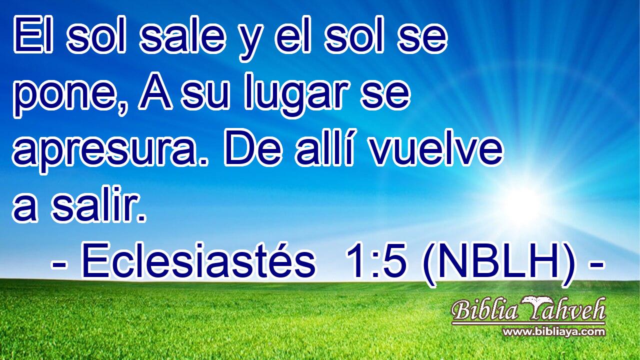  El sol sale y el sol se pone, A su lugar se apresura. De allí vuelve a salir. 