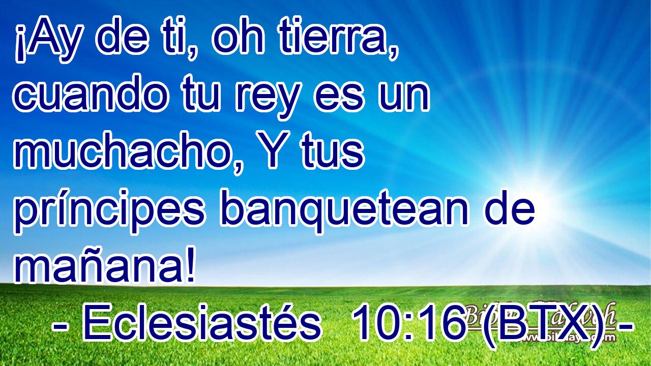 ¡Ay de ti, oh tierra, cuando tu rey es un muchacho, Y tus príncipes banquetean de mañana!