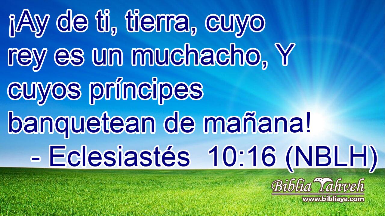  ¡Ay de ti, tierra, cuyo rey es un muchacho, Y cuyos príncipes banquetean de mañana! 