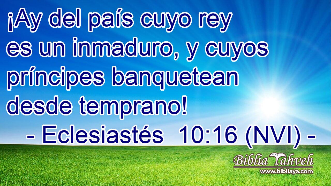  ¡Ay del país cuyo rey es un inmaduro, y cuyos príncipes banquetean desde temprano! 