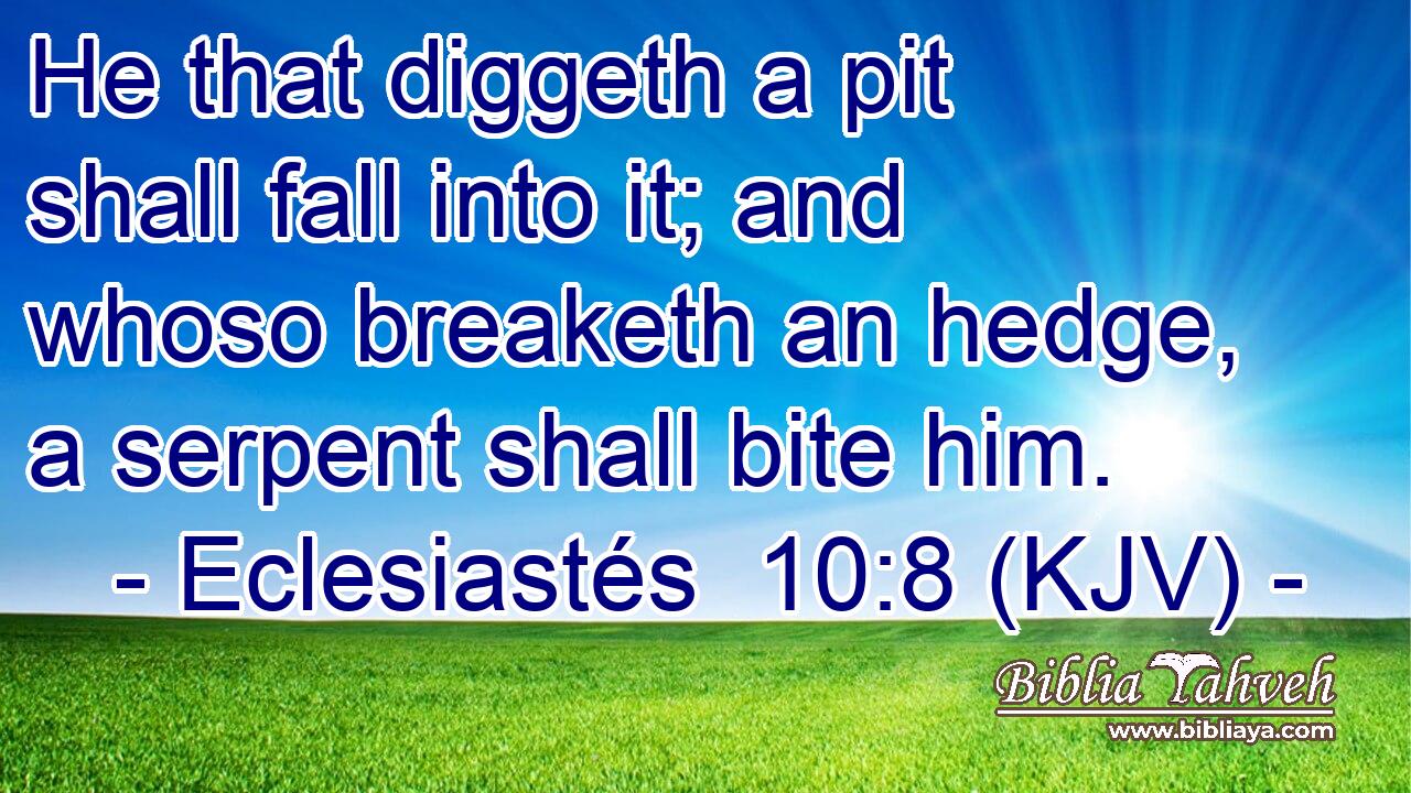 He that diggeth a pit shall fall into it; and whoso breaketh an hedge, a serpent shall bite him.