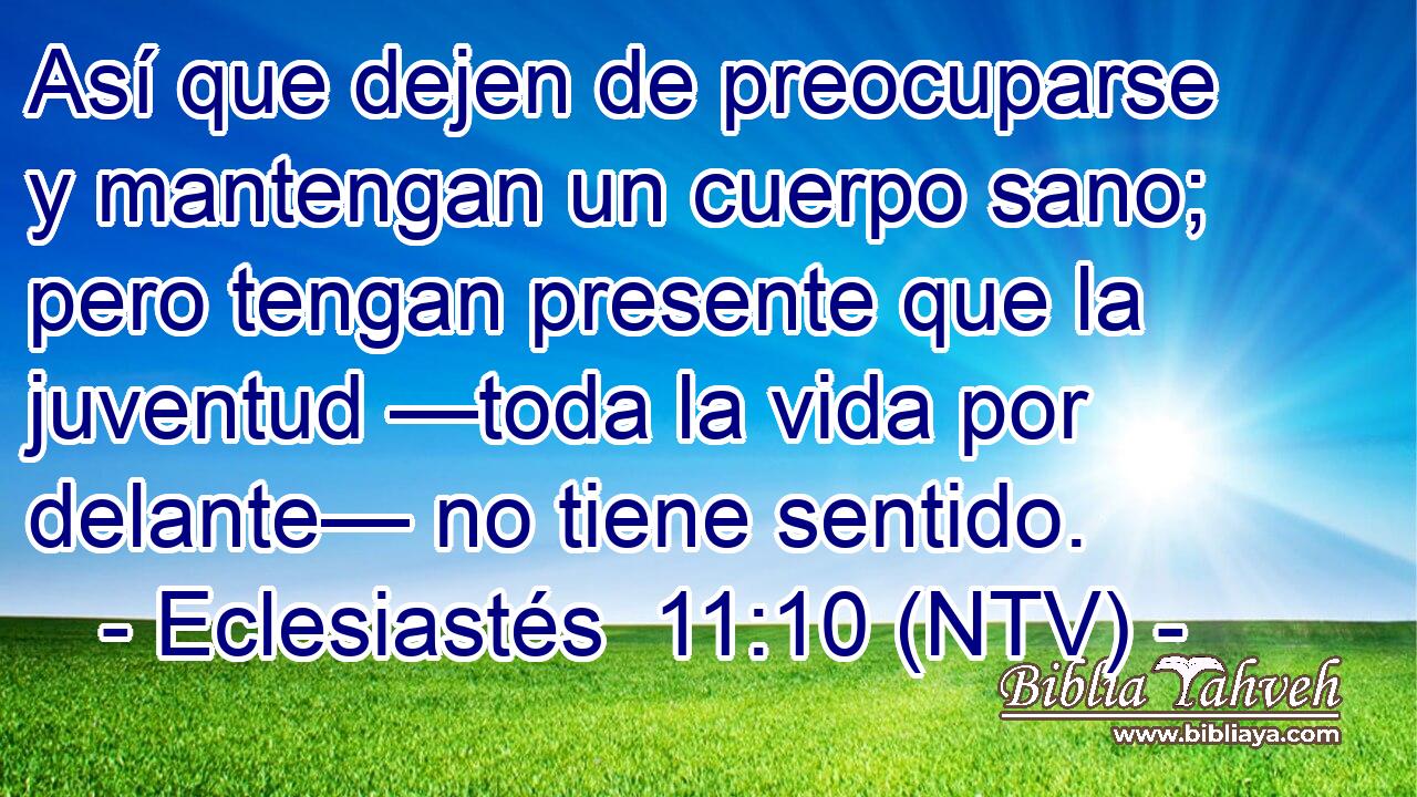 Así que dejen de preocuparse y mantengan un cuerpo sano; pero tengan presente que la juventud —toda la vida por delante— no tiene sentido.