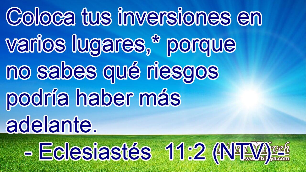 Coloca tus inversiones en varios lugares,* porque no sabes qué riesgos podría haber más adelante.