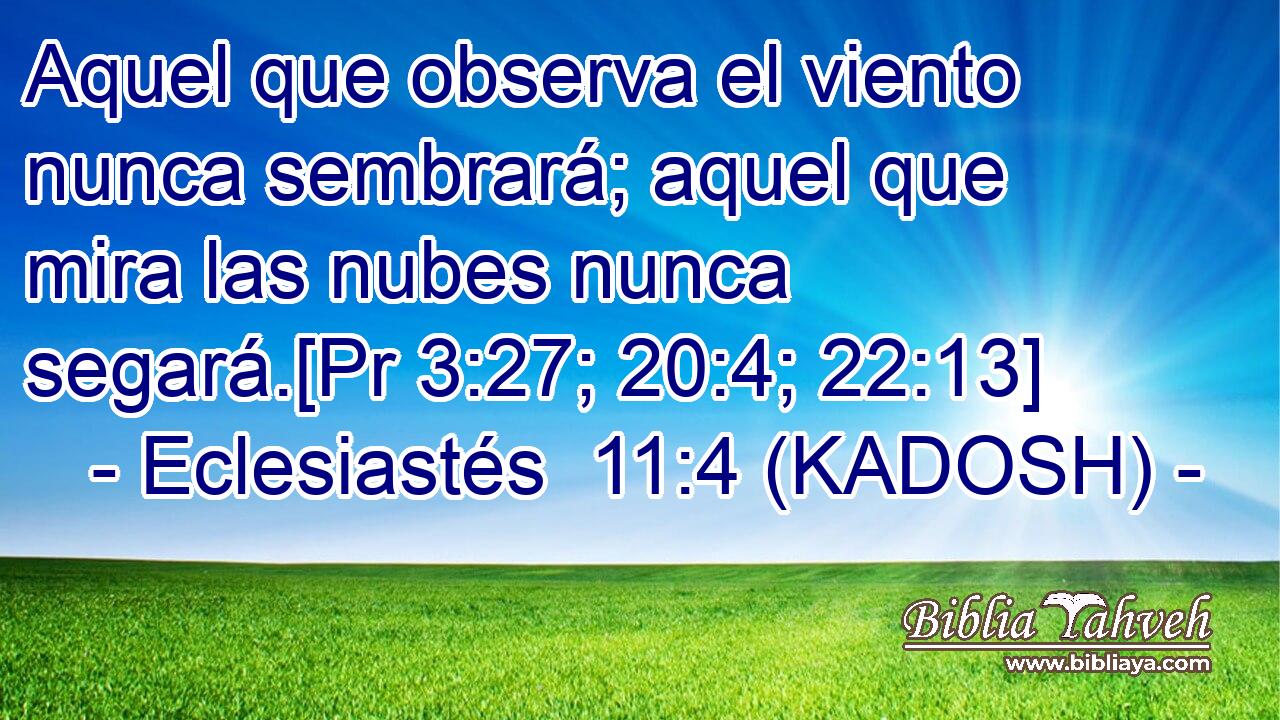  Aquel que observa el viento nunca sembrará; aquel que mira las nubes nunca segará.[Pr 3:27; 20:4; 22:13] 