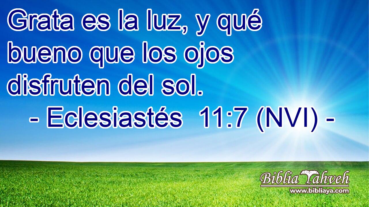  Grata es la luz, y qué bueno que los ojos disfruten del sol. 