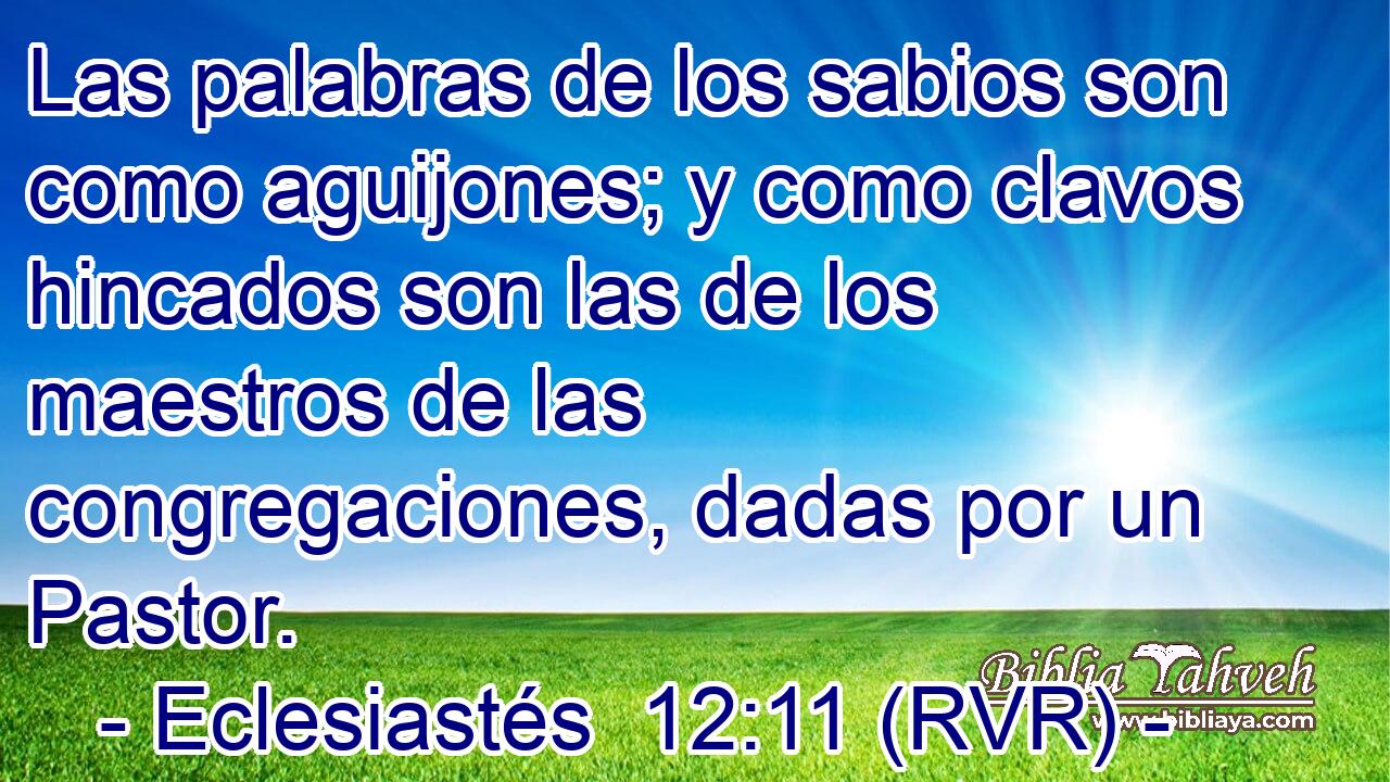 Las palabras de los sabios son como aguijones; y como clavos hincados son las de los maestros de las congregaciones, dadas por un Pastor.