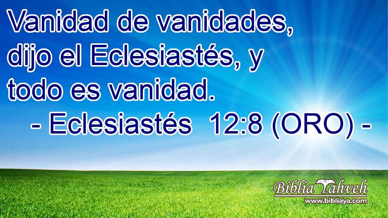  Vanidad de vanidades, dijo el Eclesiastés, y todo es vanidad. 
