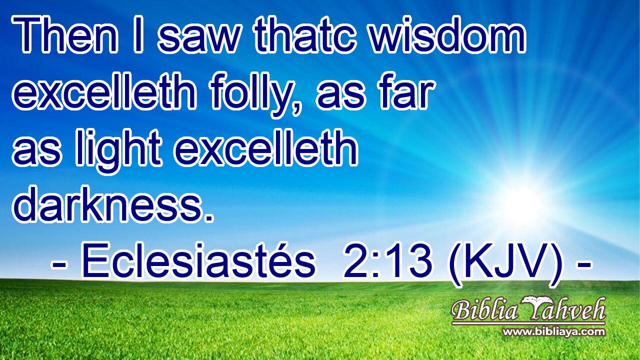 Then I saw thatc wisdom excelleth folly, as far as light excelleth darkness.