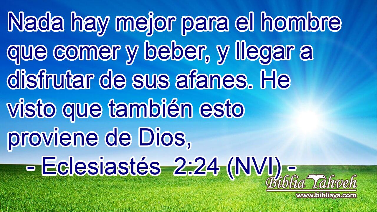  Nada hay mejor para el hombre que comer y beber, y llegar a disfrutar de sus afanes. He visto que también esto proviene de Dios, 