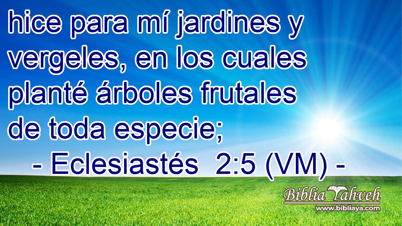  hice para mí jardines y vergeles, en los cuales planté árboles frutales de toda especie; 