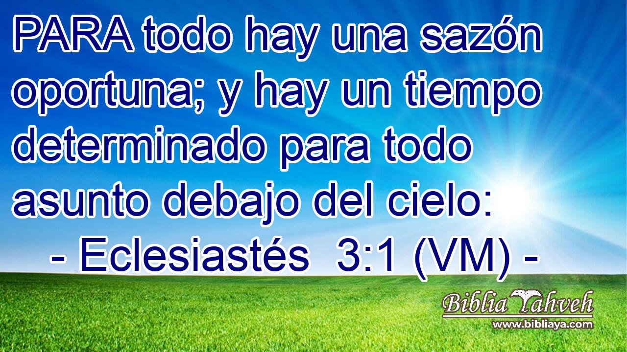  PARA todo hay una sazón oportuna; y hay un tiempo determinado para todo asunto debajo del cielo: 
